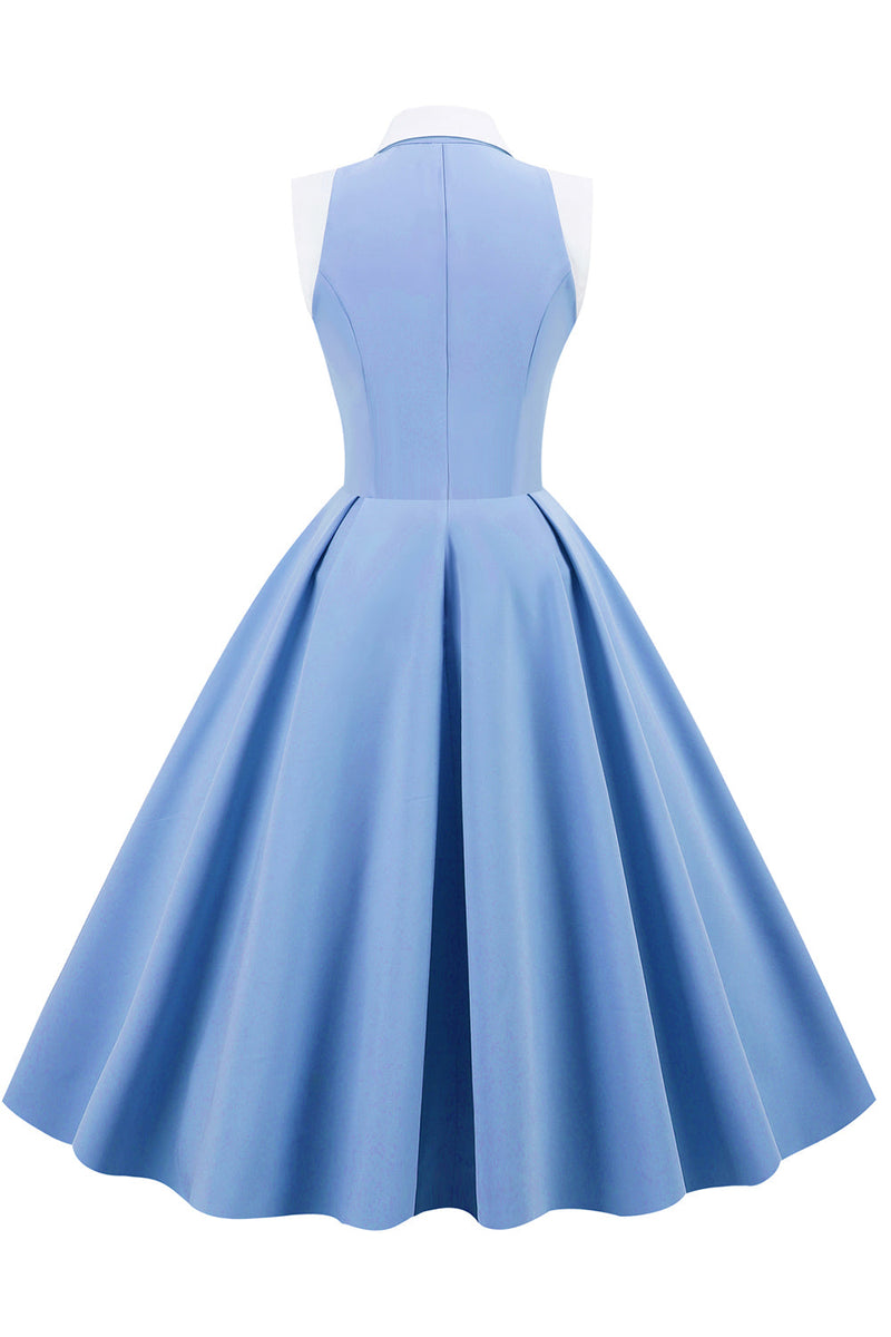 Carregar imagem no visualizador da galeria, Vestido de balanço vintage azul dos anos 50