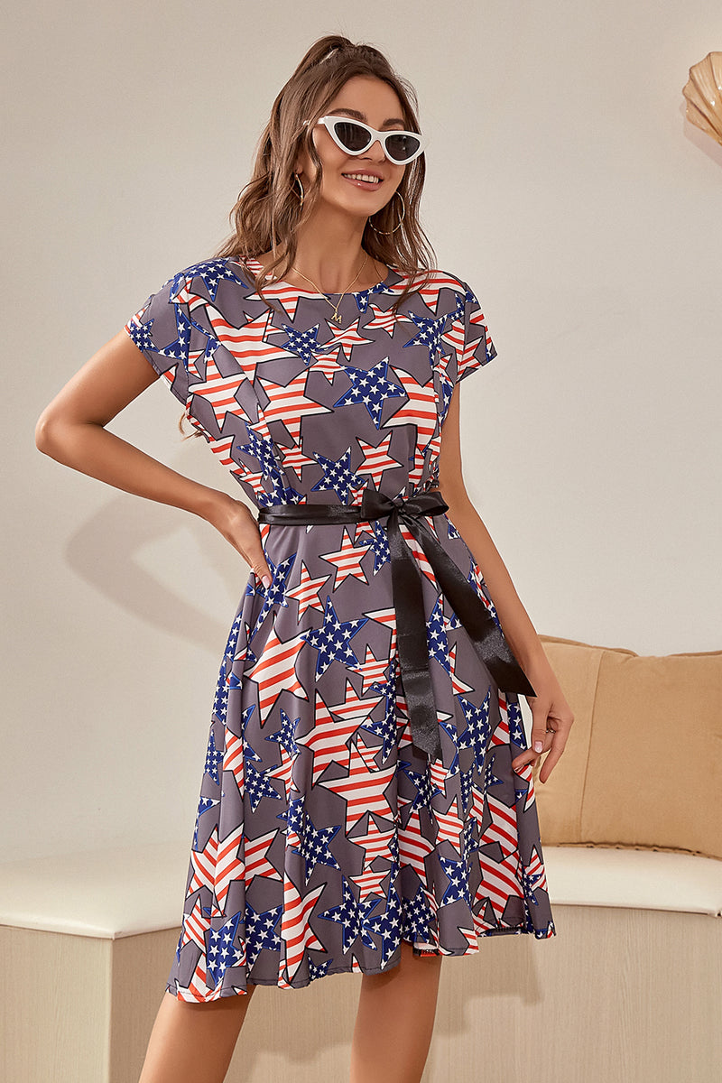 Carregar imagem no visualizador da galeria, Vestido vintage estampado de bandeira americana