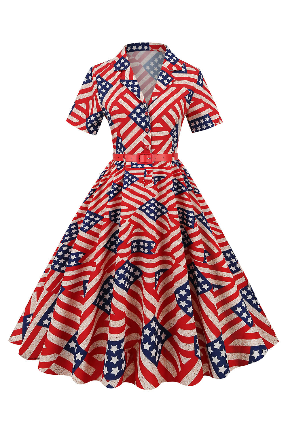 Vestido vintage de impressão de bandeira americana