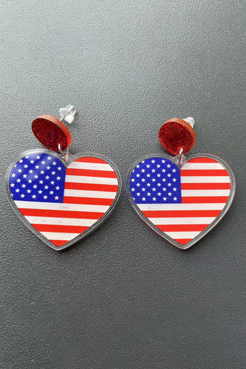 Brincos de coração de bandeira americana