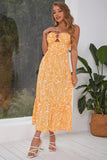 Vestido de verão sem alças impresso amarelo