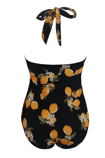 Roupa de banho preta de limão one piece