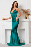 Vestido de baile de sereia sem costas preta