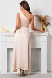 Champagne One Ombro Sem Mangas Vestido de baile