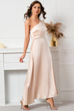 Champagne One Ombro Sem Mangas Vestido de baile
