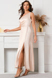 Champagne One Ombro Sem Mangas Vestido de baile