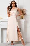 Champagne One Ombro Sem Mangas Vestido de baile