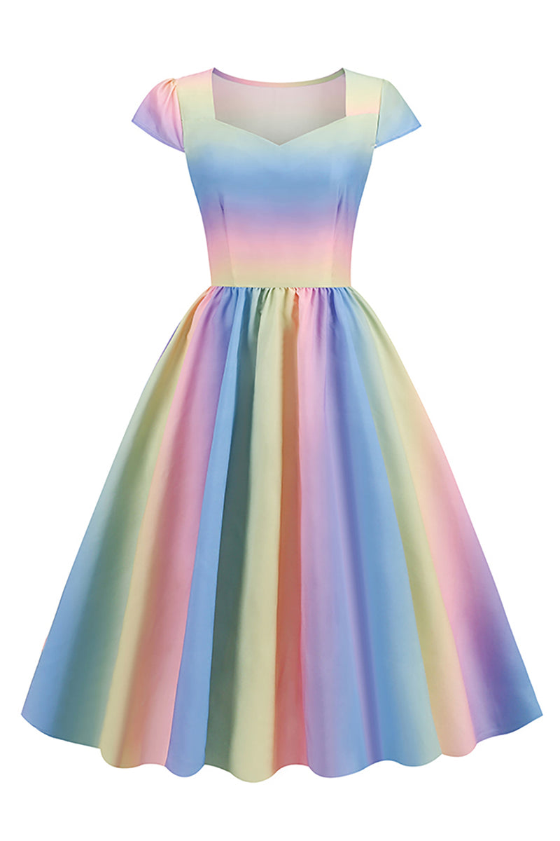 Carregar imagem no visualizador da galeria, Vestido vintage de 1950 impresso multi cores