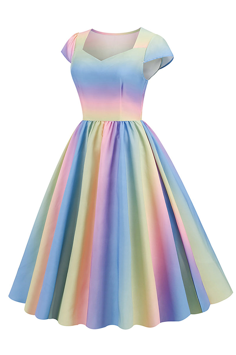 Carregar imagem no visualizador da galeria, Vestido vintage de 1950 impresso multi cores
