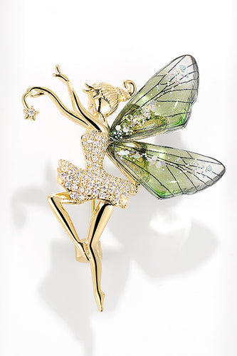 Broche de anjo de asas transparentes