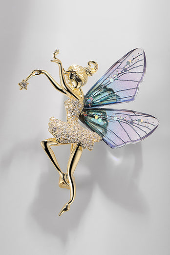 Broche de anjo de asas transparentes