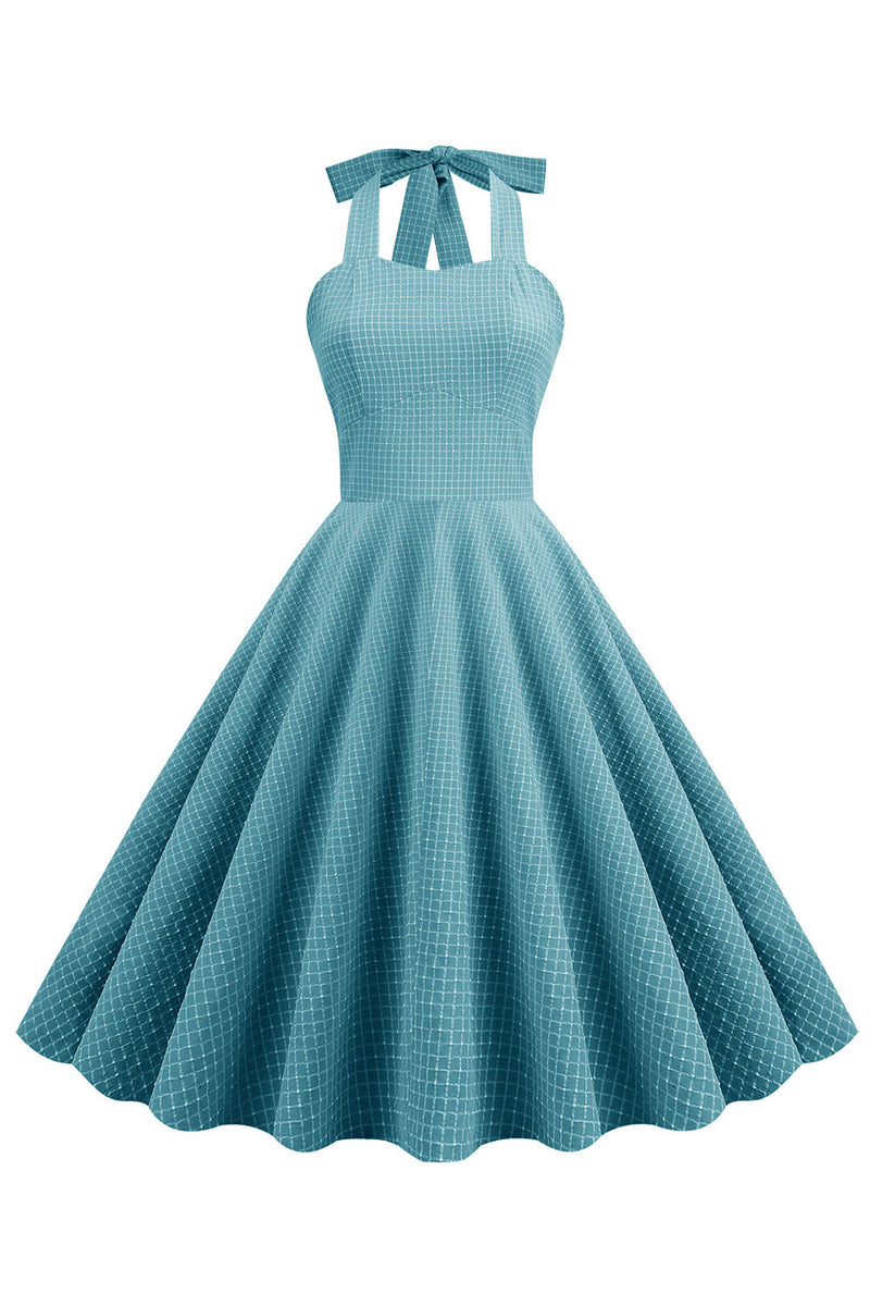 Carregar imagem no visualizador da galeria, Halter Plaid 1950 Swing Dress