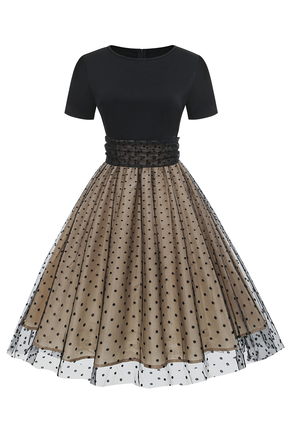 Vestido preto polka dots vintage 1950