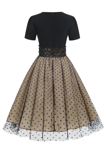 Vestido preto polka dots vintage 1950