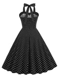 Vestido de balanço de bolinhas halter dos anos 50