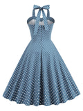 Vestido de balanço de bolinhas halter dos anos 50