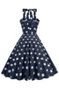 Carregar imagem no visualizador da galeria, Vestido vintage de estilo retro Halter Navy