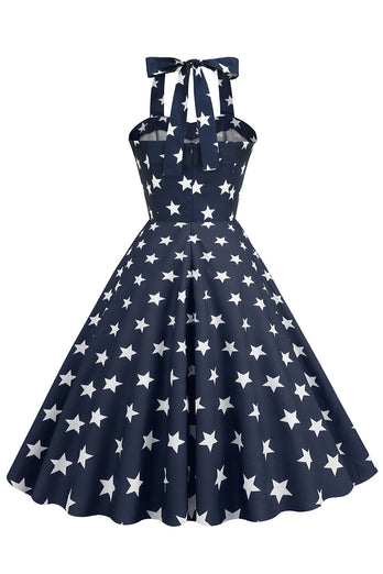 Vestido vintage de estilo retro Halter Navy