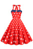 Carregar imagem no visualizador da galeria, Vestido vintage de estilo retro Halter Navy