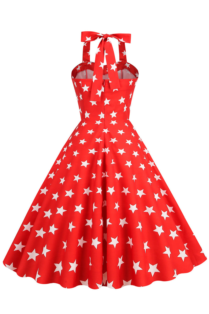 Carregar imagem no visualizador da galeria, Vestido vintage de estilo retro Halter Navy