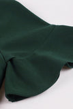 Vestido de bodycon verde escuro dos anos 60 com folhos