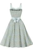 Cintas de espaguete impresso verde 1950