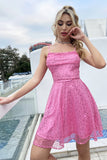 Fuchsia Sem Costas Lantejoulas Vestido curto de regresso a casa