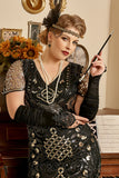 Lantejoulas de pérolas douradas pretas 1920 plus size dress