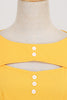 Carregar imagem no visualizador da galeria, Vestido retro estilo amarelo de 1950 com buraco de fechadura
