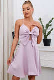 Um spaghetti de linha tiras roxo vestido de Festa curto