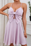 Um spaghetti de linha tiras roxo vestido de Festa curto