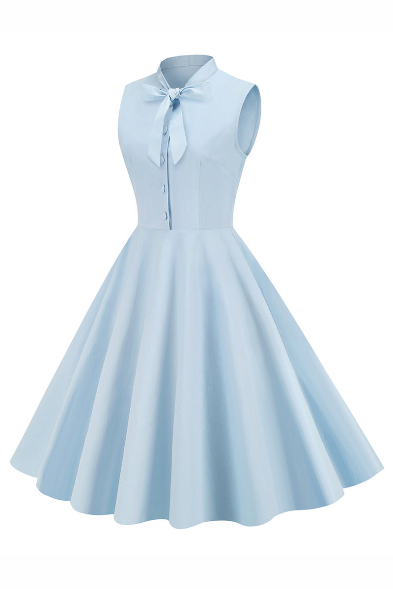 Carregar imagem no visualizador da galeria, Botões de inteligência de vestido azul azul claro dos anos 50