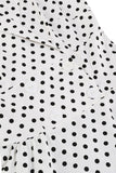 Vestido branco polka dots lapel neck 1950s