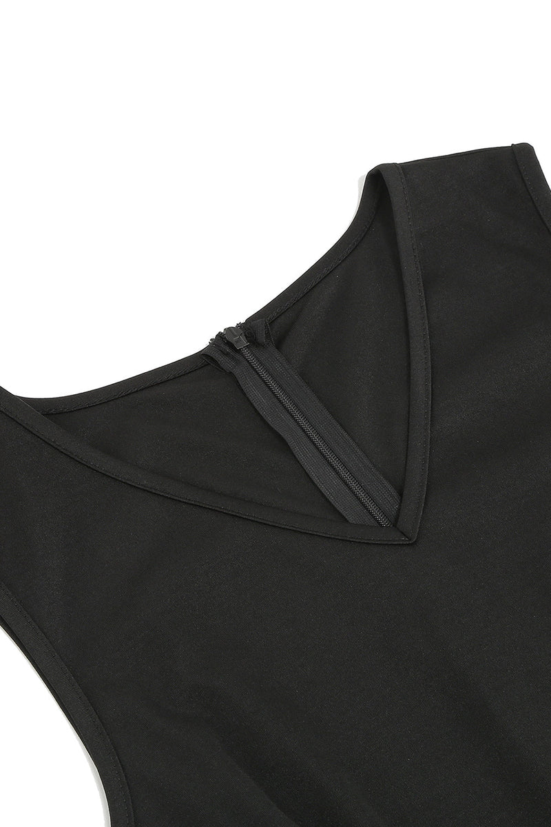 Carregar imagem no visualizador da galeria, Vestido preto V-Neck Vintage 1950s com apliques