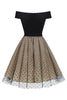 Carregar imagem no visualizador da galeria, Black Off the Shoulder Polka Dots 1950s Dress