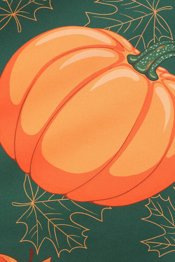 Manga comprida ondulada V-Neck Imprimir vestido retro de Halloween