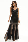 Vestido de baile de tule de lantejoulas pretas