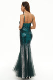Vestido de baile de tule de lantejoulas pretas