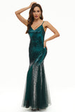 Vestido de baile de tule de lantejoulas pretas