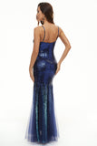 Vestido de baile de tule de lantejoulas pretas