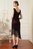 Carregar imagem no visualizador da galeria, Vestido de flapper de lantejoulas pretas de 1920 com franjas