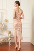 Carregar imagem no visualizador da galeria, Vestido de flapper de lantejoulas pretas de 1920 com franjas
