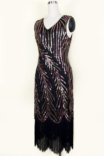Vestido de lantejoula grande Gatsby com franjas