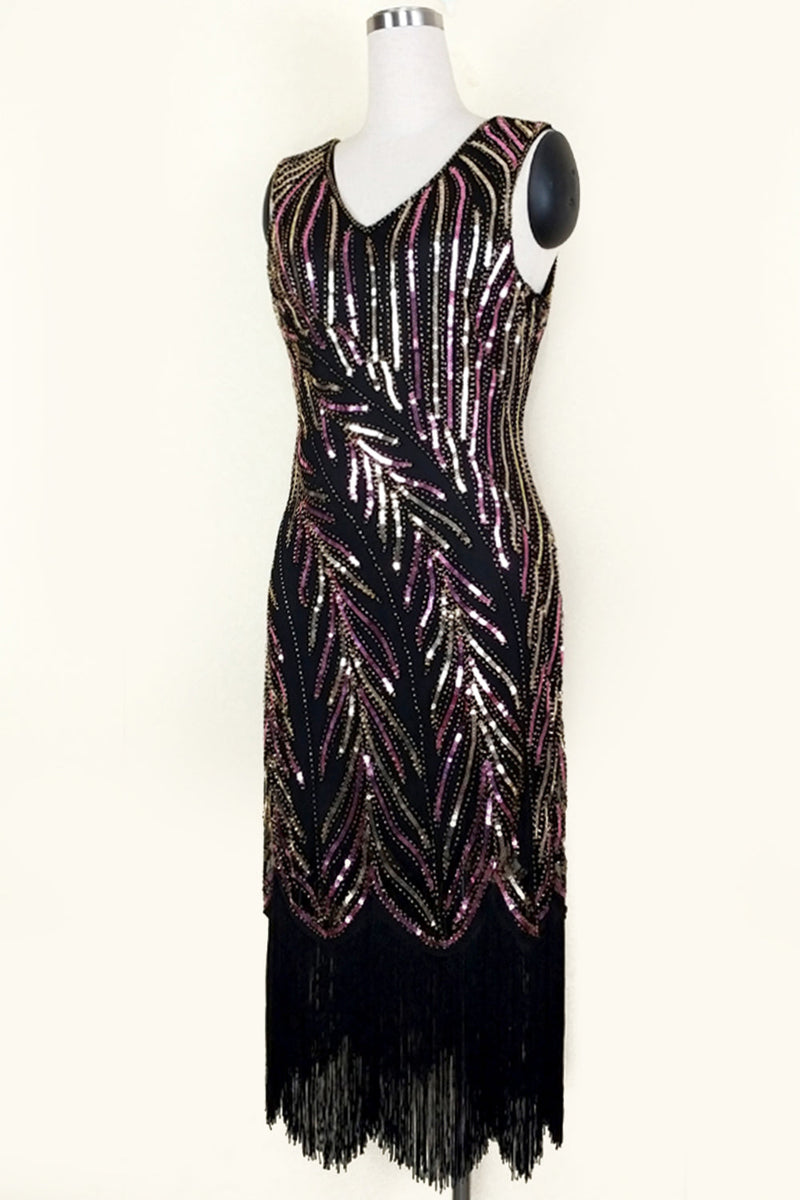 Carregar imagem no visualizador da galeria, Vestido de lantejoula grande Gatsby com franjas
