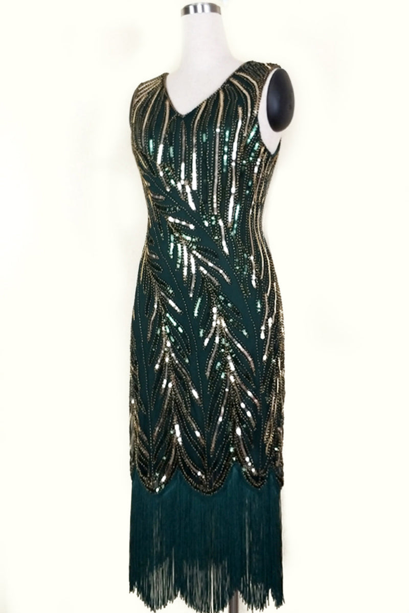 Carregar imagem no visualizador da galeria, Vestido de lantejoula grande Gatsby com franjas