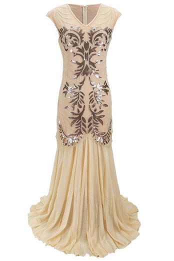 Vestido Gatsby de lantejoulas longas dos anos 1920