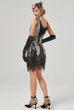 Vestido preto de colher de ouro de 1920