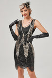 Vestido preto de colher de ouro de 1920