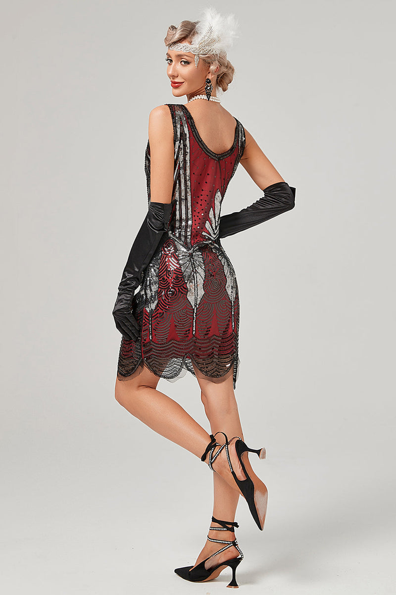 Carregar imagem no visualizador da galeria, Vestido preto de colher de ouro de 1920