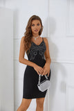 Vestido preto borboleta de missangas